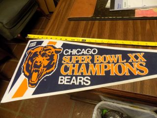 Vintage 1986 Official Nfl Chicago Bears Bowl Xx Champs Pennant