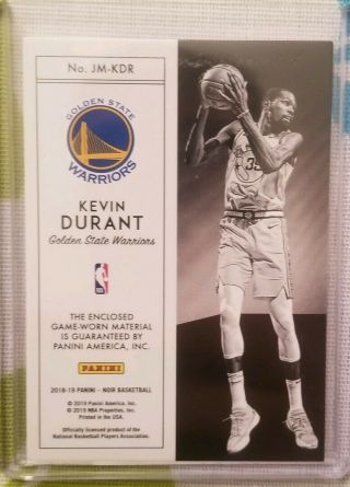 18 - 19 Noir Kevin Durant Jumbo Prime Patch 4/10 Golden State Warriors 5