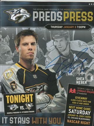 Shea Weber Signed Nashville Predators 2009 Game Program W/proof Autograph