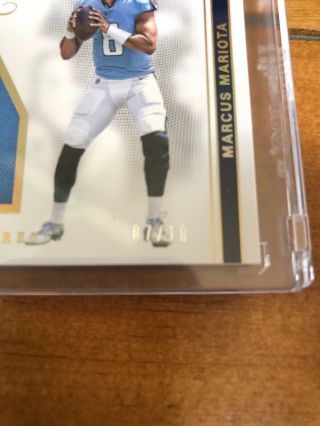 2017 National Treasures Marcus Mariota Colossal Materials Patch /10 2