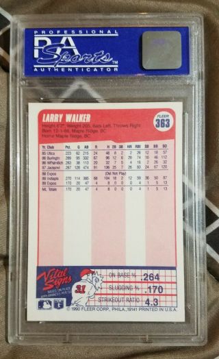 1990 Fleer Expos Larry Walker Rookie Card PSA 9 363 2