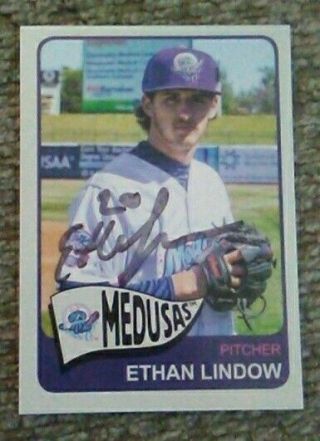 Ethan Lindow Autograph 2019 Lakewood Blueclaws 12 Team Card Phillies Rookie