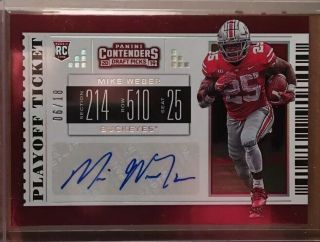 2019 Panini Contenders Draft Mike Weber Playoff Ticket Auto D/18 Ohio State