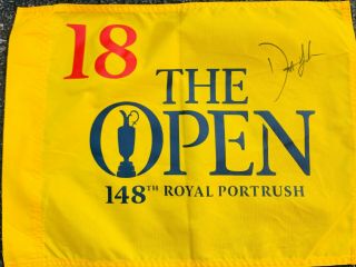 Dustin Johnson Signed Autograph 2019 British Open Golf Flag Royal Portrush