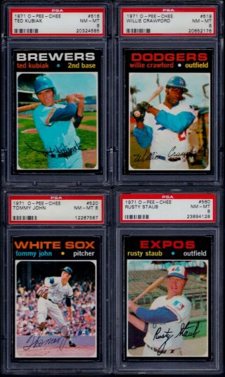 Psa 8 1971 Opc O - Pee - Chee Topps 520 Tommy John Chicago White Sox Low Pop 7 1 - 9