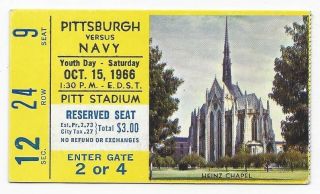 1966 College Football Ticket Stub Navy Midshipmen V Pitt Pittsburgh Panthers