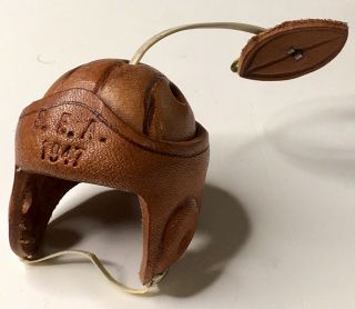 Rare Vintage 1947 S.  E.  A.  Mini Leather Helmet & Football Pin