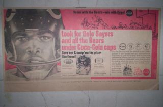 Gale Sayers Coca - Cola 1966 Sunday Comic Ad Chicago Bears