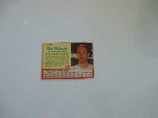 Mike Mccormick 1962 Post Cereal Baseball Card Vg Autographed