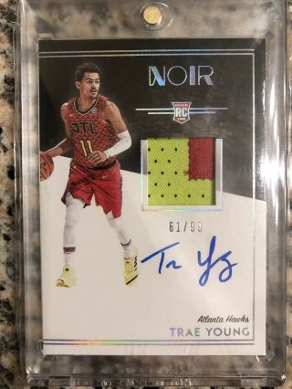 61/99 Trae Young 2018 - 19 Panini Noir Autograph Rookie Patch Auto True Rpa Hawks