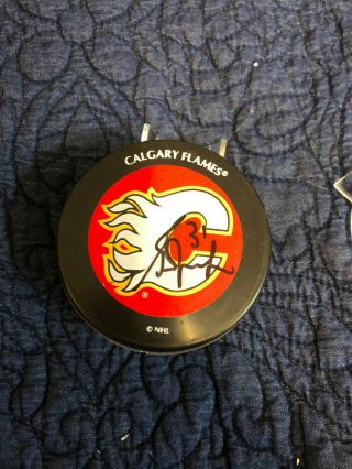 Grant Fuhr Signed Autographed Calgary Flames Hockey Puck - Hof