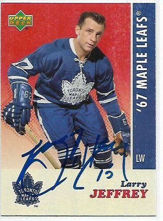 Larry Jeffrey Authentic Signed Autograph Maple Leafs Centennial Hockey Card