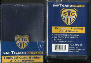 (100) 4@25ct Packs Stg 3 " X 4 " Regular Topload Card Holders,  1 - 100ct Sleeve Pack