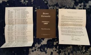 1957 Brown University College Football Media Guide Roster & Scrimmage Letter