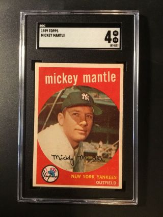 1959 Topps Mickey Mantle 10 Sgc 4 Vg - Ex