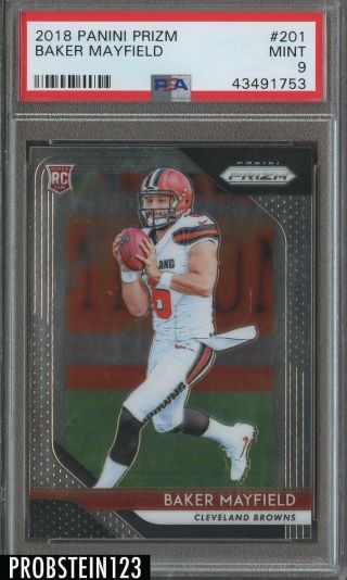 2018 Panini Prizm 201 Baker Mayfield Browns Rc Rookie Psa 9 1