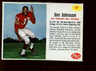 1962 Post Cereal Football Card 97 Jim Johnson Sp Exmt,