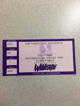 Michigan Vs.  Northwestern 2000 Football Ticket Stub