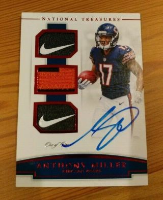 2018 National Treasures Anthony Miller Rookie Nike Swoosh Patch On - Card Auto 1/1