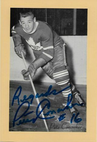 Pete Conacher Authentic Signed Autograph Toronto Maple Leafs 4x6 Hockey Photo