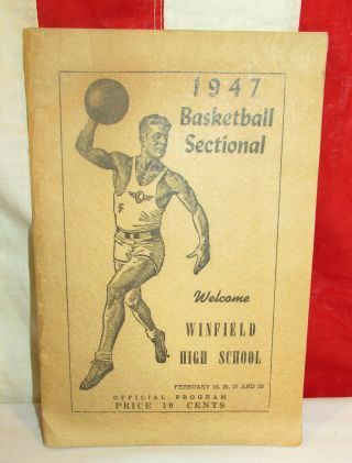 1947 Iowa Basketball Sectional Tournament Program - Winfield High School
