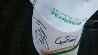Michael Schumacher & Nico Rosberg Hand Signed Cap Mercedes