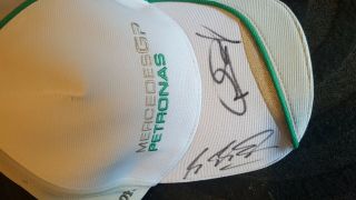 Michael Schumacher & Nico Rosberg Hand Signed Cap Mercedes 2