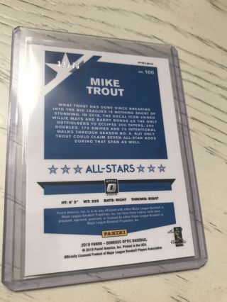 2019 Donruss Optic FOTL Mike Trout All Stars We The People Prizm Parallel /76 2