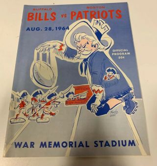 Vintage 8/28/1964 Buffalo Bills Vs Boston Patriots Program War Memorial Stadium