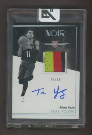 2018 - 19 Panini Noir Trae Young Hawks Rpa Rc 3 - Color Patch Auto 26/99