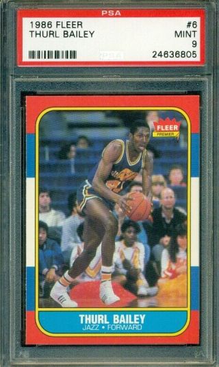 Thurl Bailey 1986 Fleer Basketball 6 Psa 9 - Pack Fresh / Centered