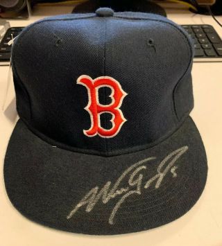Autographed/signed Nomar Garciaparra Boston Red Sox Baseball Cap Fleer