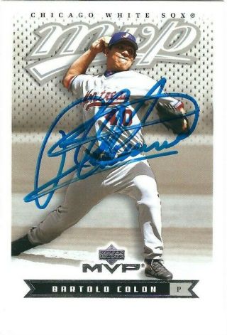 Signed 2003 Ud Mvp Bartolo Colon Montreal Expos Chicago White Sox Trading Card