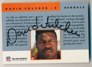 David Fulcher 1991 Pro Line Portraits Certified On Card Auto Bengals