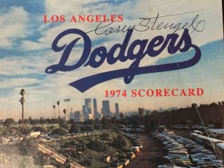 Casey Stengel Signed Autographed 1974 Dodgers Program & Scorecard Estate Loa