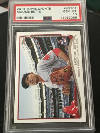 Psa 10 Mookie Betts 2014 Topps Update Us301 Rookie Rc Debut Red Sox Gem