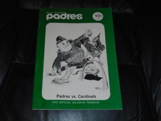 1970 San Diego Padres Baseball Program Vs St.  Louis Cardinals Un - Scored Ex -