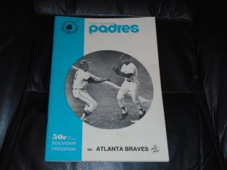 1970 San Diego Padres Baseball Program Vs Atlanta Braves Un - Scored Ex -