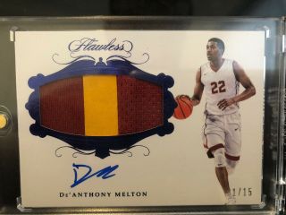 2018 Panini Flawless Rc De’anthony Melton Rookie Patch Auto 01/15 Usc