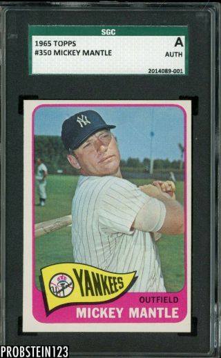 1965 Topps 350 Mickey Mantle York Yankees Hof Sgc " No Creases "