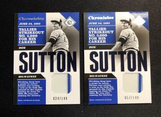 2 2017 Panini Chronicles Don Sutton Game Jersey Relic 24/149,  57/149