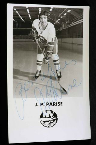 J.  P.  Parisé Signed Autograph B&w Photo Islanders Team Card 4x6.  5
