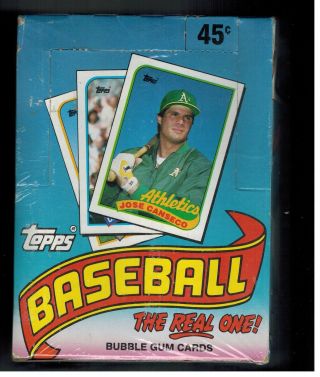 1989 Topps Wax Box Baseball Cards 36 Packs Johnson Smoltz Biggio Rc