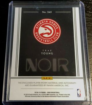 82/99 TRAE YOUNG 2018 - 19 Panini Noir Autograph Rookie Patch Auto True RPA Hawks 2