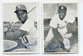 1969 Topps Baseball Deckle Edge St Louis Cardinals Bob Gibson & Curt Flood