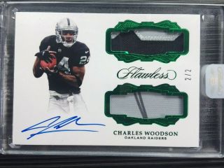 Charles Woodson 2017 Panini Flawless Dual Patch Auto 2/2 On Card Autograph