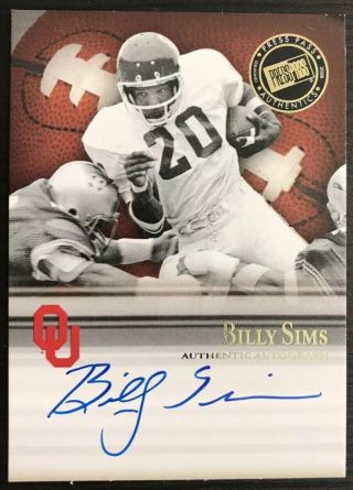 Billy Sims.  Press Pass 2008.  8/48 Autographed.
