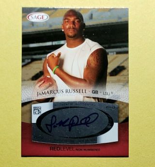 2007 Sage,  Jamarcus Russell Rc,  Red Level Rookie Auto Autograph