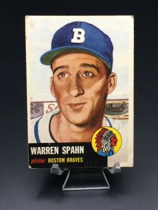 1953 Topps Baseball Warren Spahn Hof Sp Good 147 Boston Braves
