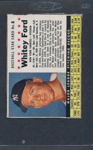 1961 Post Cereal 006 Whitey Ford Yankees Ex/mt 466